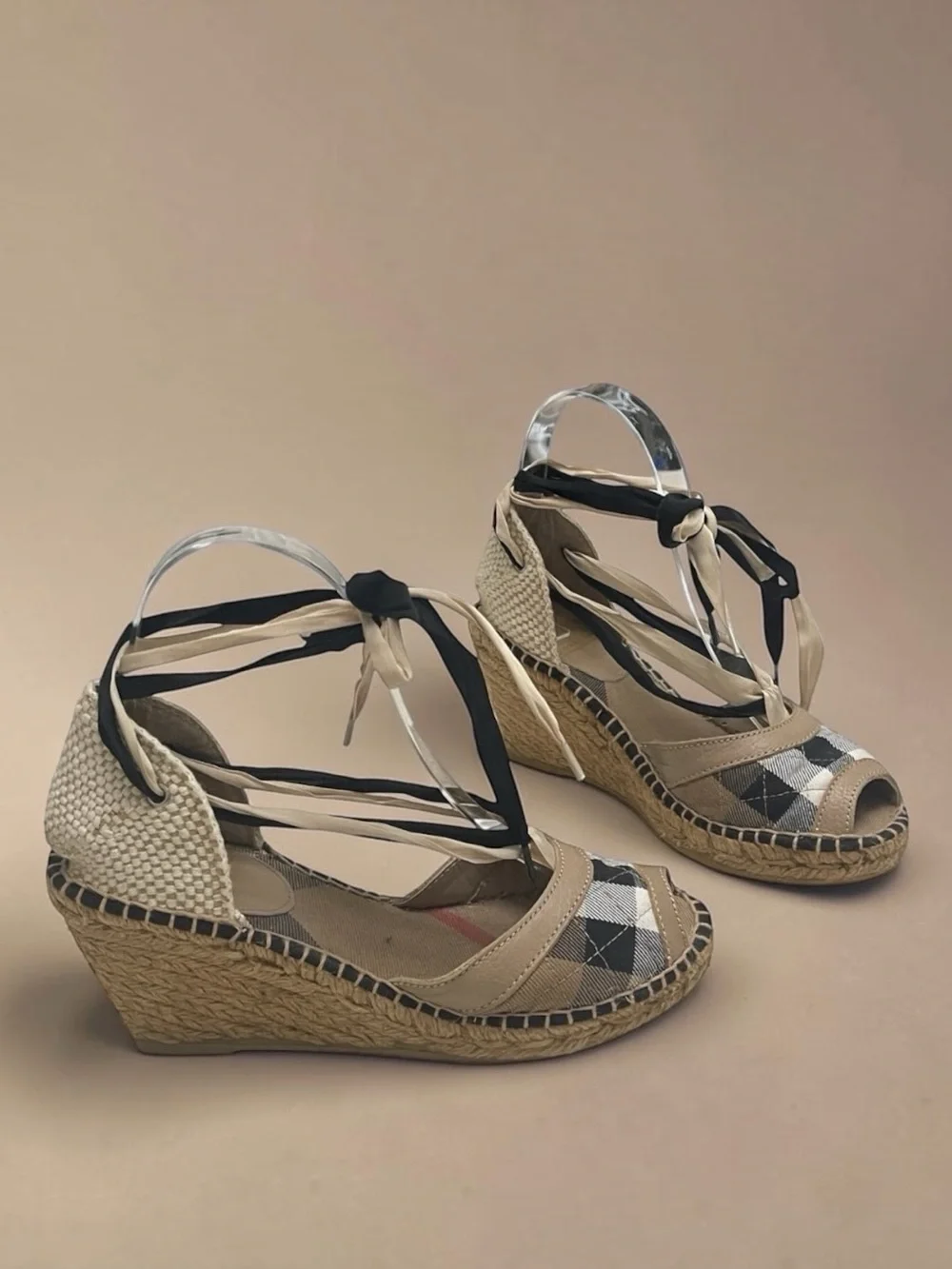 Burberry Check Espadrille Wedges EU 37 /UK 4 / US 7